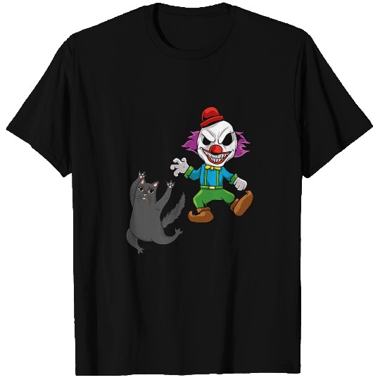 Cat halloween humour cat fear funny clown villain man T-Shirts