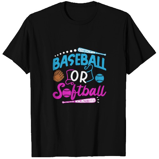 Gender Reveal Party Gift Baseball Softball Dad Mom Gift T-Shirts