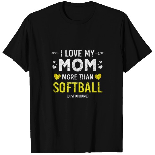 Funny Valentines Day Gift Softball Girls I Love My Mom T-Shirts