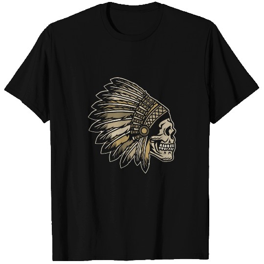 bests Cool Skull Indian Headdress Indie Motorcycle Rocker T-Shirts