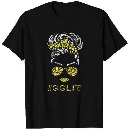 Gigi Lifes Softball Baseball Mothers Day Messy Bun T-Shirts