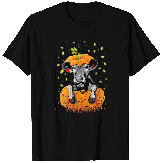 Cow Lover Halloween Pumpkin Cute Cow Farm Art Funny Gifts Farmer T-Shirts