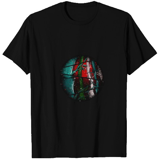 Japanese red sun nature anime bamboo forest design T-Shirts
