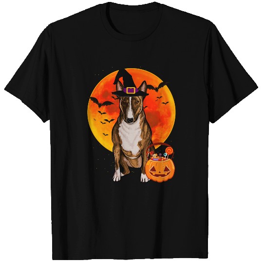 Dog Halloween Miniature Bull Terrier Jack O Lantern Pumpkin T-Shirts