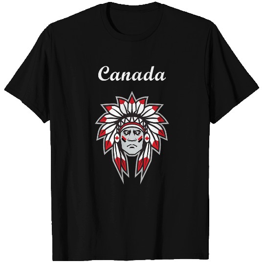 Canada Colorful Native American Indian Chief Dark Color T-Shirts
