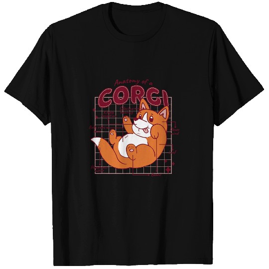 Anatomy of Corgi Educational Illustration for Dog Lovers T-Shirts