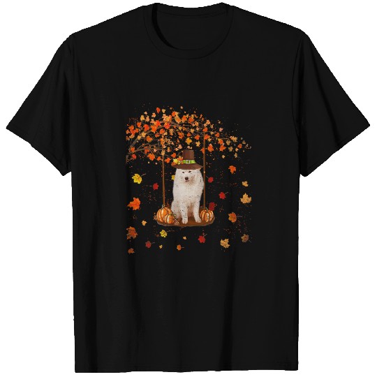 Funny American Eskimo Dog Autumn Thanksgiving Dog Lover T-Shirts