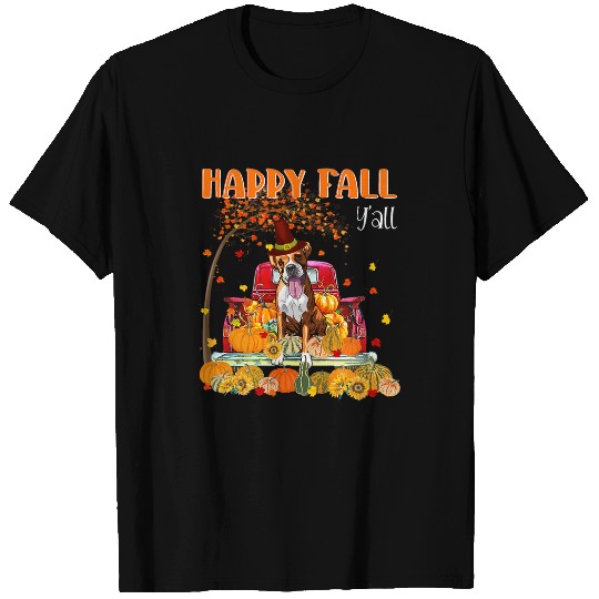 Boxer Dog Autumn Fall Pumpkin Truck Mappe Thanksgiving 1 T-Shirts