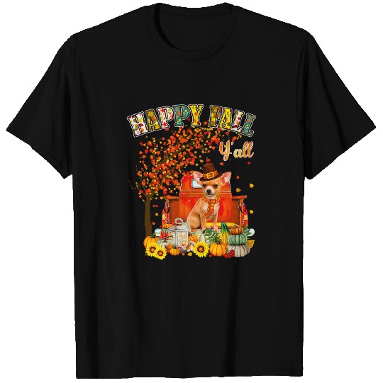 Chihuahua Dog Autumn Fall Pumpkin Truck Mappe Thanksgiving T-Shirts