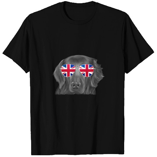 FlatCoated Retriever Dog Union Jack Sunglasses T-Shirts