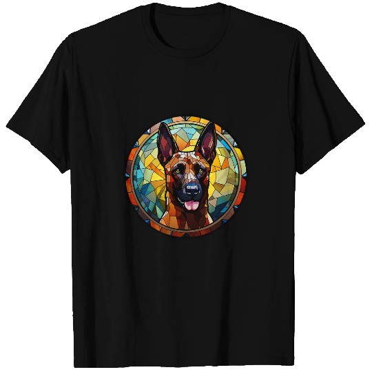 Belgian Malinois Dog Stained Glass Leadlight Artistic Design T-Shirts