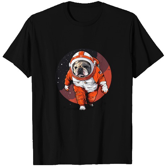 English Bulldog Mars Funny Dog Astronaut T-Shirts