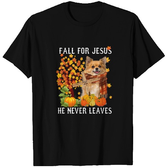 Chihuahua Autumn Fall For Jesus He Never Leaves T-Shirts