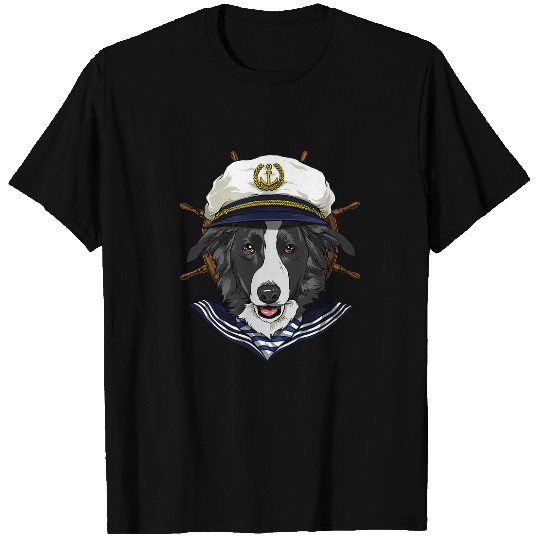Boat Captain Border Collie Boat Lover Owner Sailor Dog Lover T-Shirts