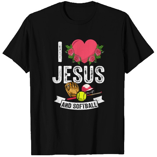 I love Jesus and Softball Coachs Themed Outfit Player God T-Shirts