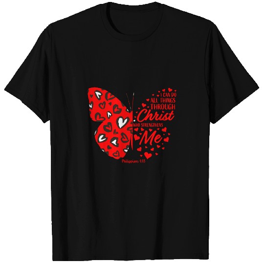 Christian Valentines Day   Red Hearts Butterfly Bible T-Shirts