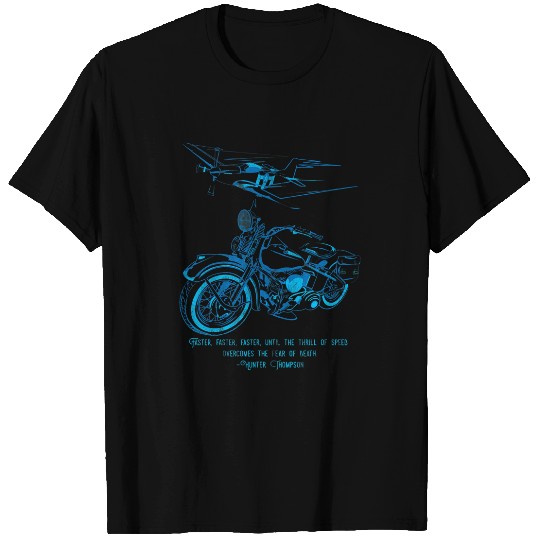 American vintages Classic Motorcycle and P51 Airplane Blue T-Shirts
