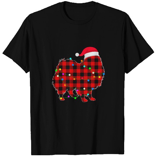 American Eskimo Christmas Lights Funny Red Plaid Dog Dad Mom T-Shirts