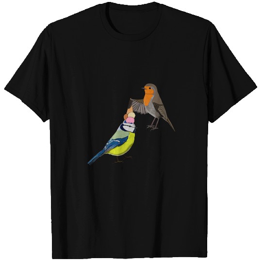 Robin Blue Titmouse Bird Art Ice Cream Birdlover Birdwatcher T-Shirts