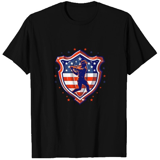 Emblem American Flag Design 4th Of July Baseball T-Shirts