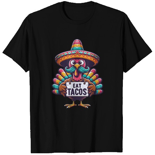 Lacrosse Gift Funny Turkey Eat Tacos Mexican Thanksgiving T-Shirts