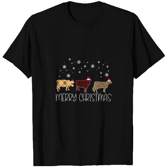 Cow Lover Merry Christmas Cute Plaid Leopard xmass Pajama Farmer T-Shirts
