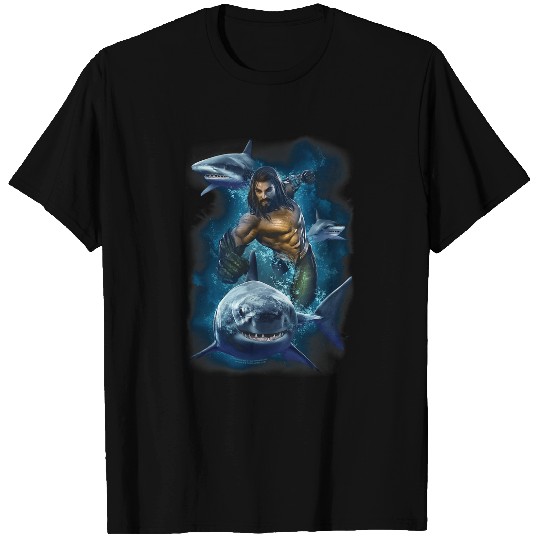 Aquaman Movie Swimming with Sharks T-Shirts