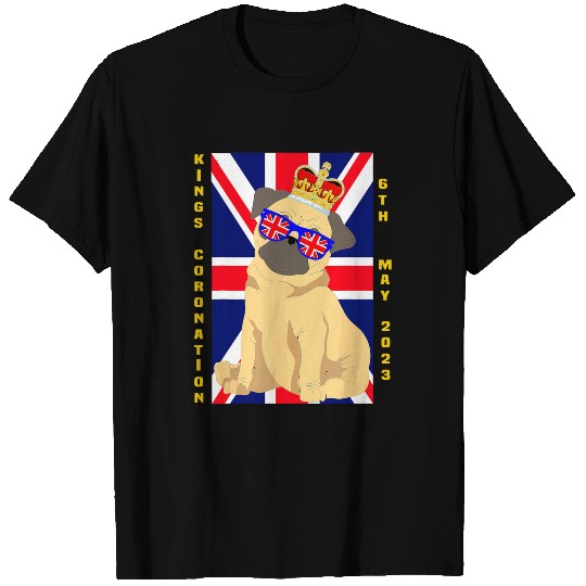 British Pug Dog Crown Union Jack Kings UK Coronation T-Shirts