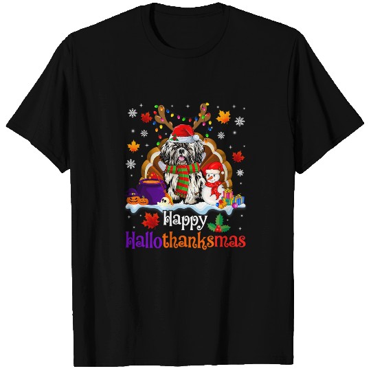 Hallothanksmas Halloween Thanksgiving Shih Tzu Dog T-Shirts