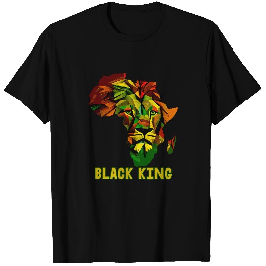 BLACK KING African Lion Leader Father Youth Juneteenth Art T-Shirts