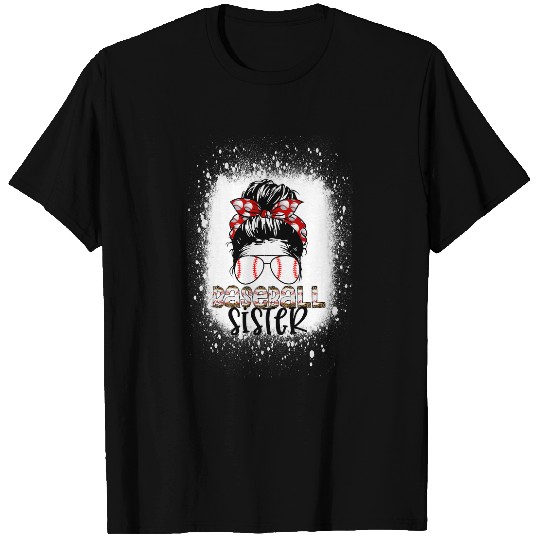 Baseball Sister Messy Bun Sunglasses Cheetah Leopard Bandana T-Shirts