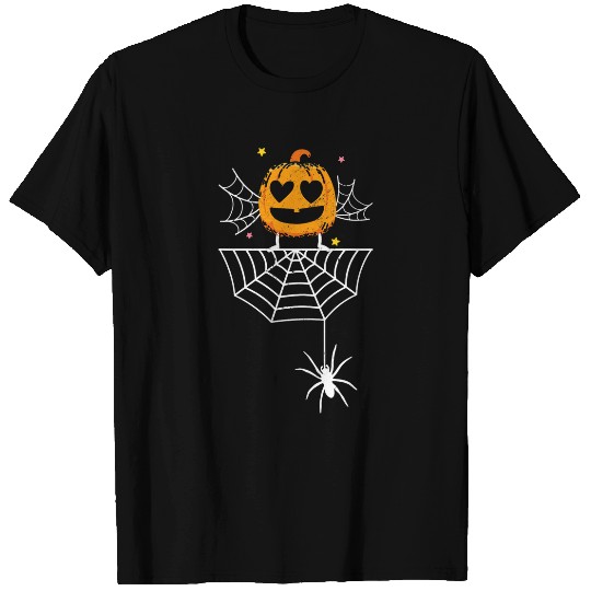 Pumpkin Dancing On Spider Web Halloween Arachnid Expert T-Shirts