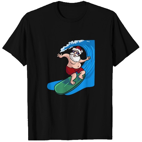 Surf Life Santa Claus Surfer Christmas in July T-Shirts