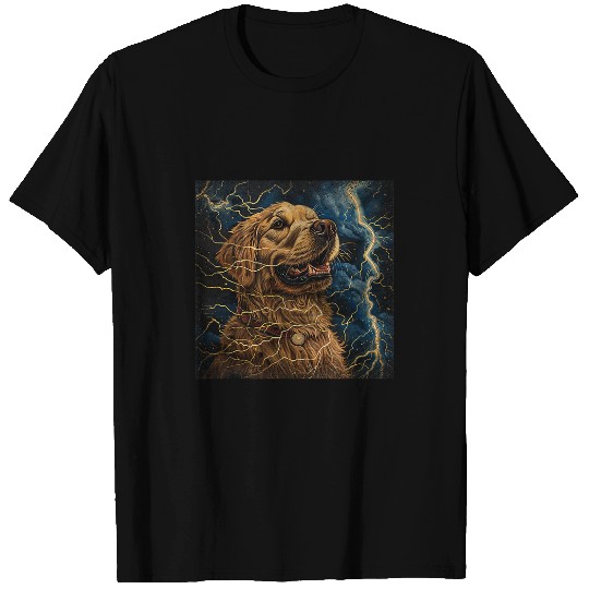 Golden Retriever Dog Lightning Bolts Heavy Rock Music Band T-Shirts