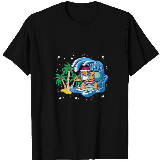 Surf Life Summer Santa Surfing Beach Waves Christmas In July T-Shirts