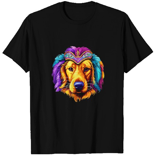 Golden Retriever Dog Mardi Gras Costume for Men Women T-Shirts