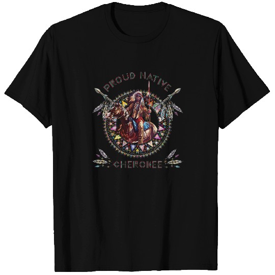 Cherokee Native American Indian Warrior Riding Horse T-Shirts