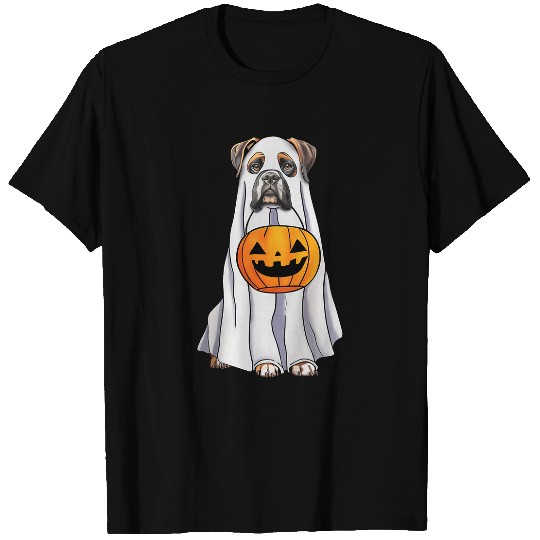 Boxer Dog Trick Or Treat Dressed As ghosts Halloween Costume T-Shirts