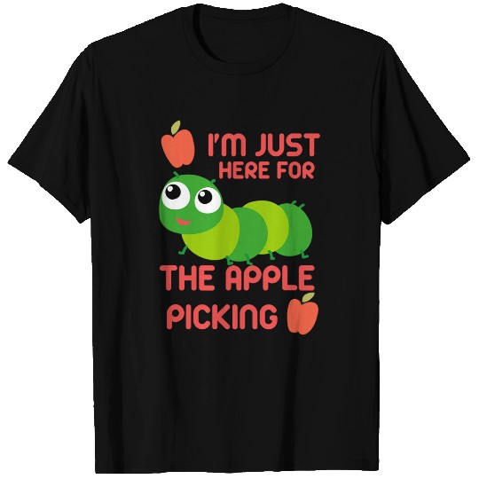 Lacrosse Gift Im Just Here For The Apple Picking Funny Worm Apple Farm T-Shirts