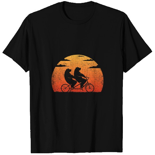Funny Bear Retro Sun Bear Couple Cycling Tandem Bicycle Cute Bears T-Shirts
