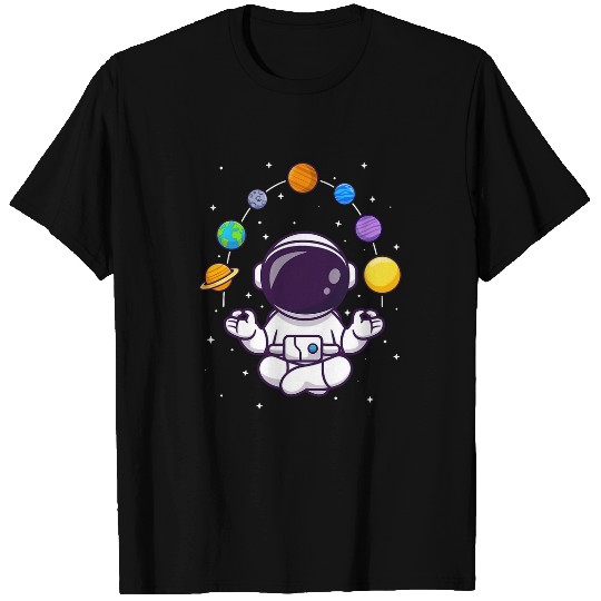 Funny Meditating Yoga Lotus Astronaut Planets Space Cosmos T-Shirts