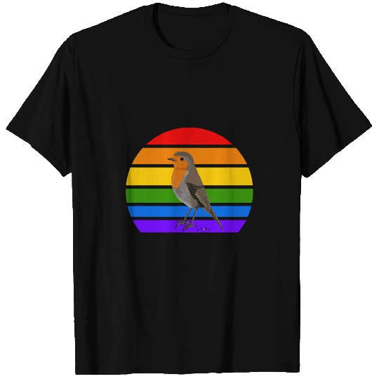 Robin Bird Art Rainbow Birdlover Birdwatcher Animal T-Shirts