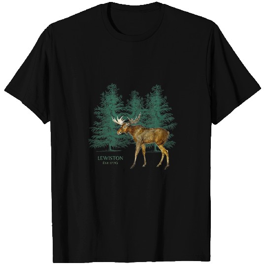 Lacrosse Gift Lewiston Maine Moose Lovers Trees VintageLook Souvenir T-Shirts