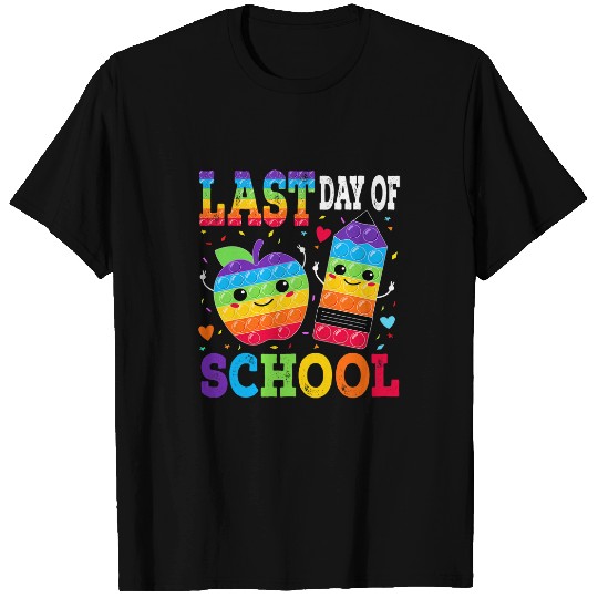 happy last day of school teacher student graduation pop it T-Shirts