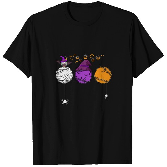 halloween softball baseball pumpkin mom dad softball lovers T-Shirts