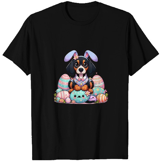 Funny Easter Day Black And Tan Coonhound Bunny Costume T-Shirts