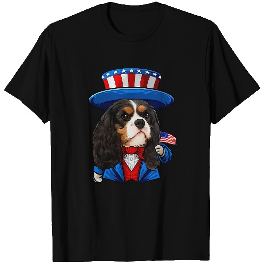Funny Cavalier King Charles Spaniel Dog 4th of July America T-Shirts