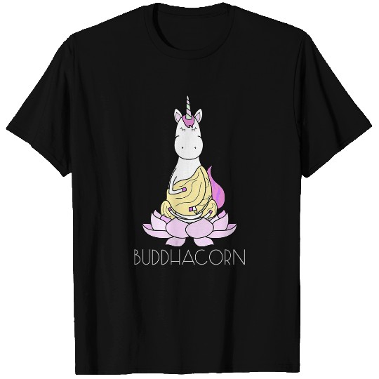 Buddhacorn Meditating Unicorns Monk in Lotus Yoga T-Shirts