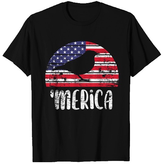Lacrosse Gift Merica Robin American Flag USA Patriotic Independence T-Shirts