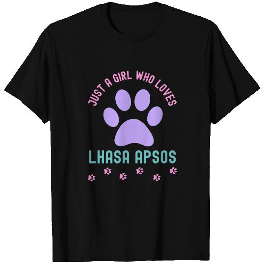 Just a Girl Who Loves Lhasa Apsos Fur Mama Purple Pink Teal T-Shirts